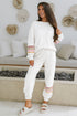 Striped Sleeve Drop Shoulder Pullover Drawstring Jogger Set